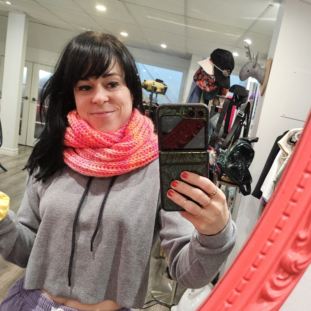 Hand Knit Infinity Scarf Pink Handmade By Me 🩷💖